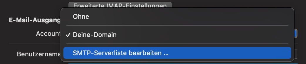 SMTP-Serverliste bearbeiten