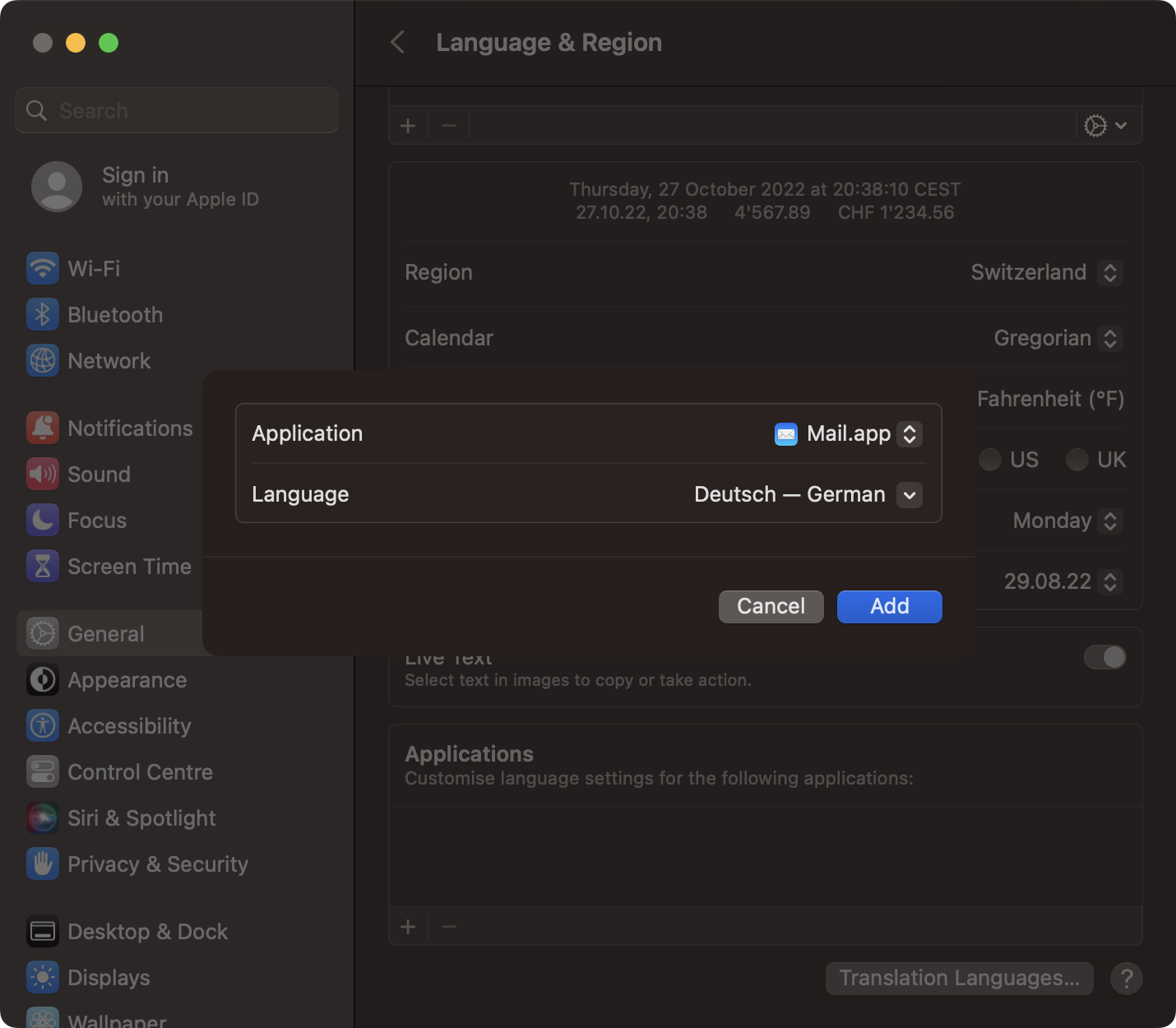 Sprache Mail.app
