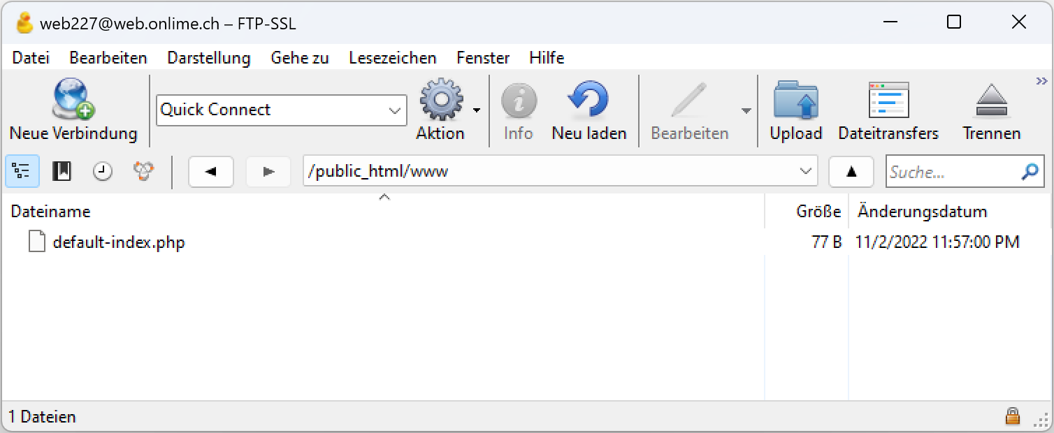 Ordner-Liste aufgeklappt