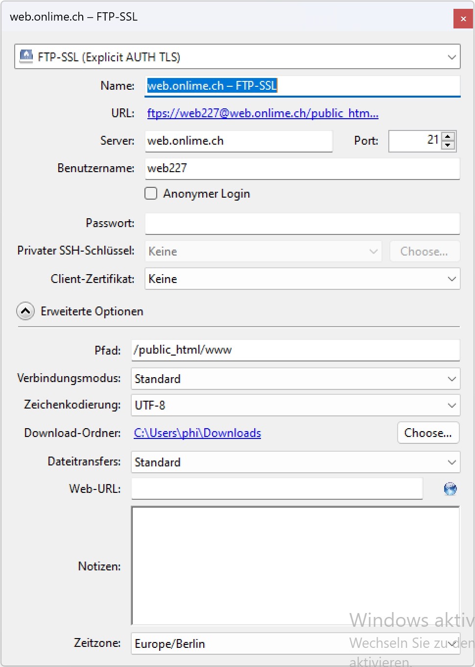 Review Server-Einstellungen