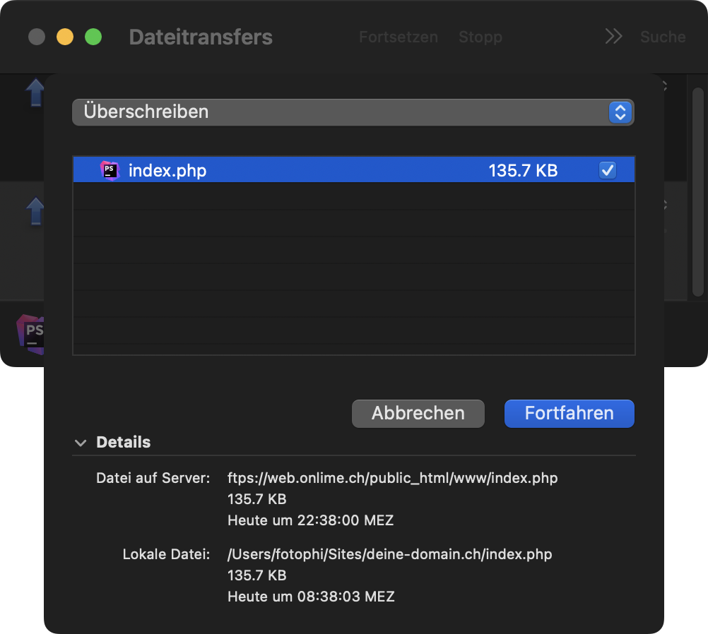 Datei überschreiben