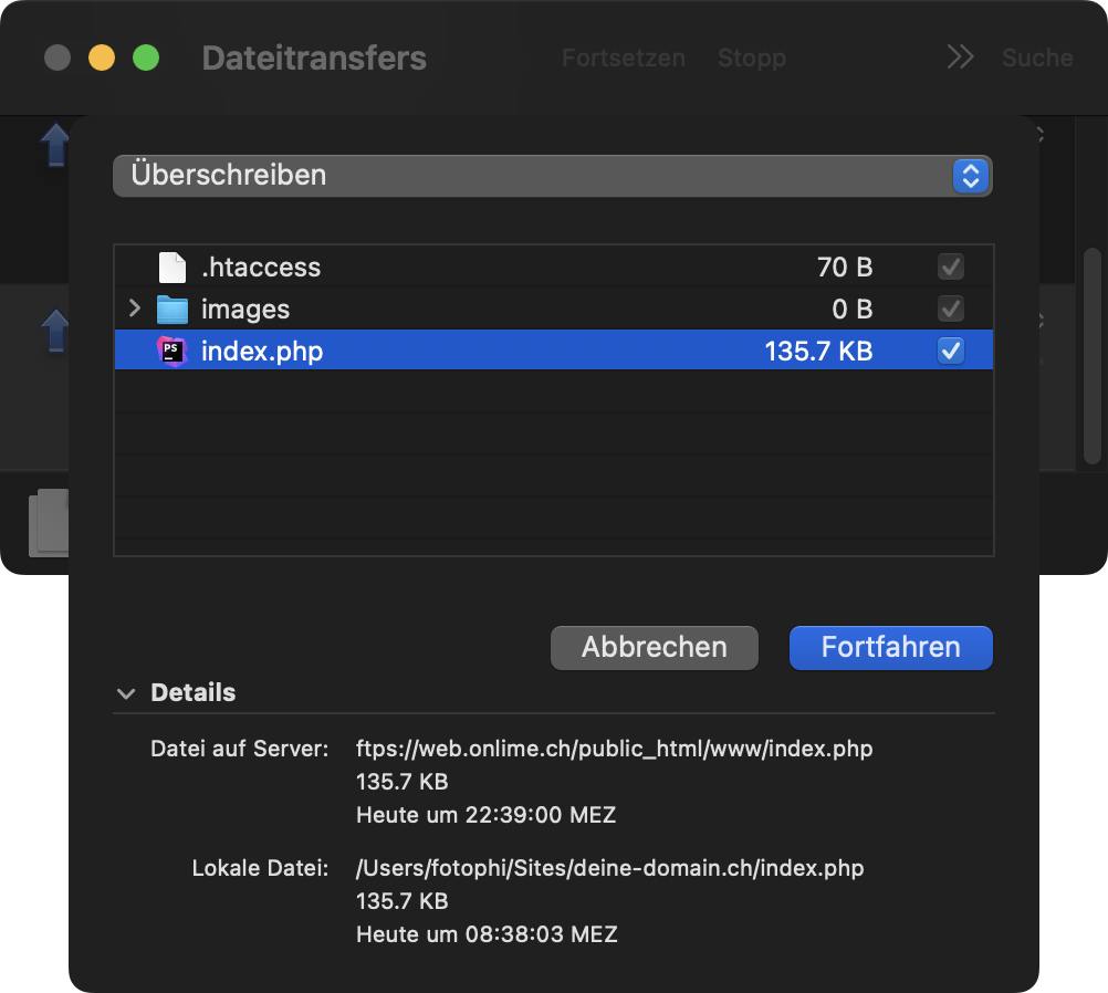 Dateien Ersetzen