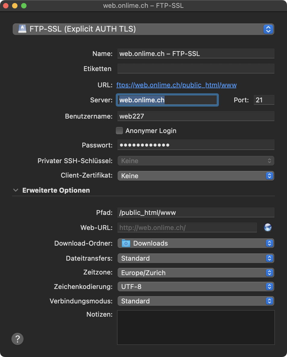 Review Server-Einstellungen