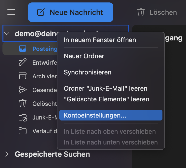 Kontoeinstellungen aufrufen