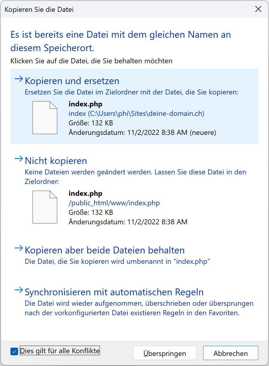 Dateien ersetzen