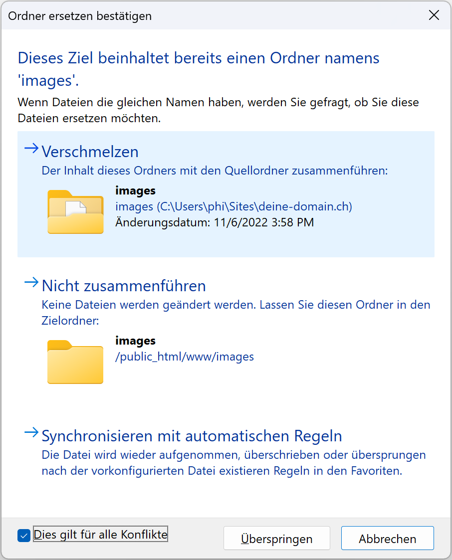 Ordner ersetzen