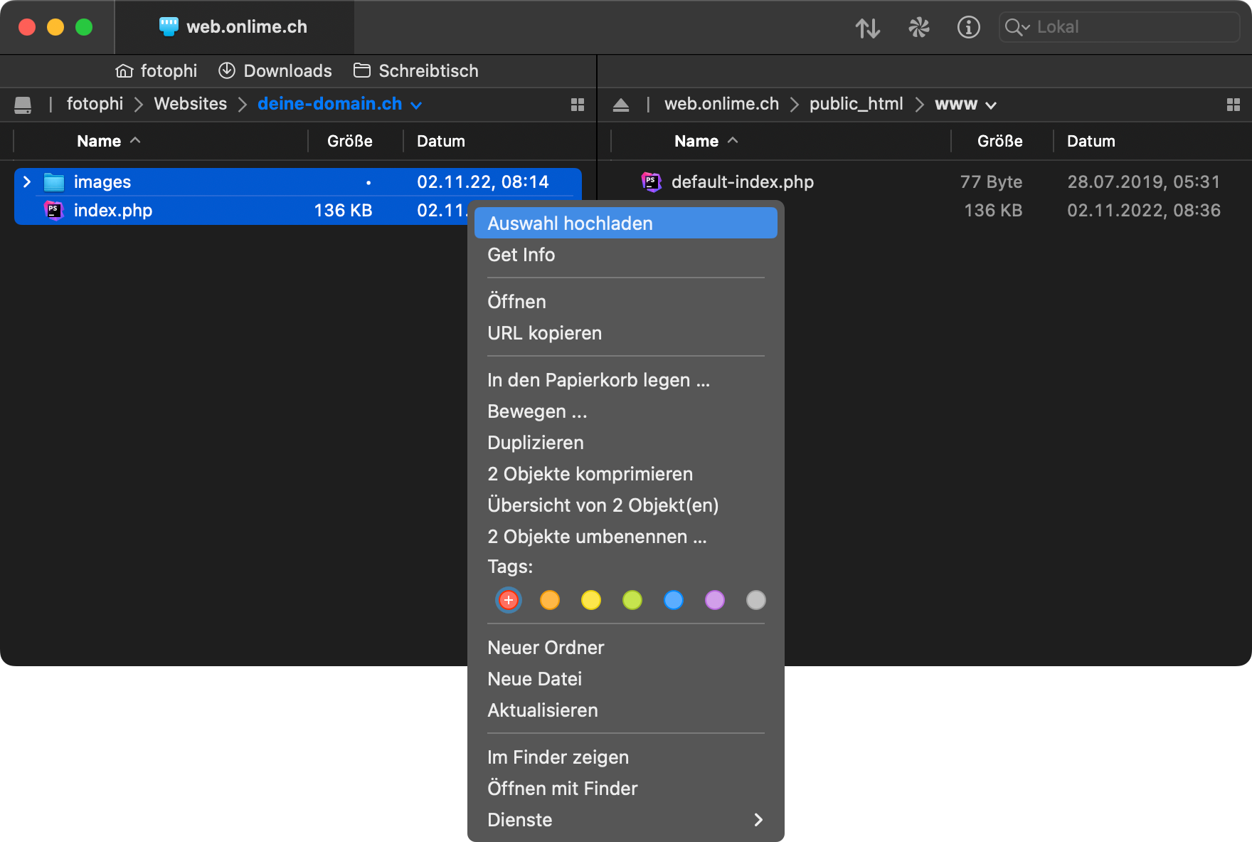 Mehrere Dateien hochladen