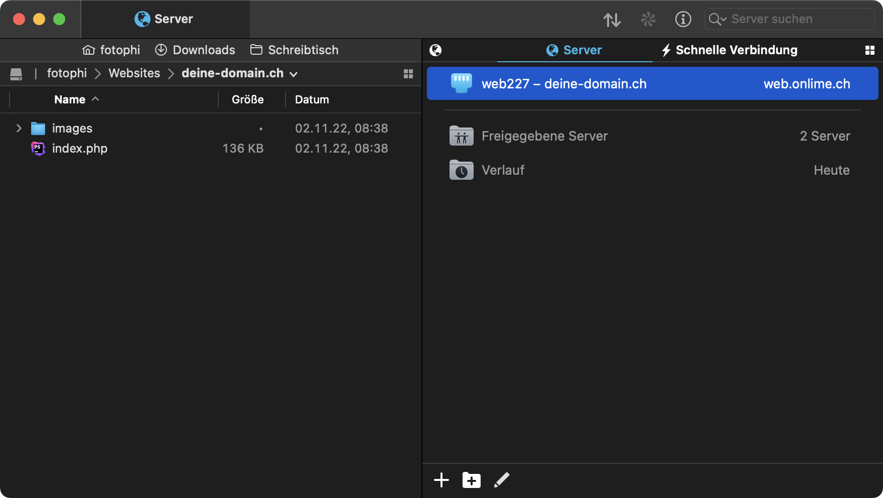 Verbindung via Server