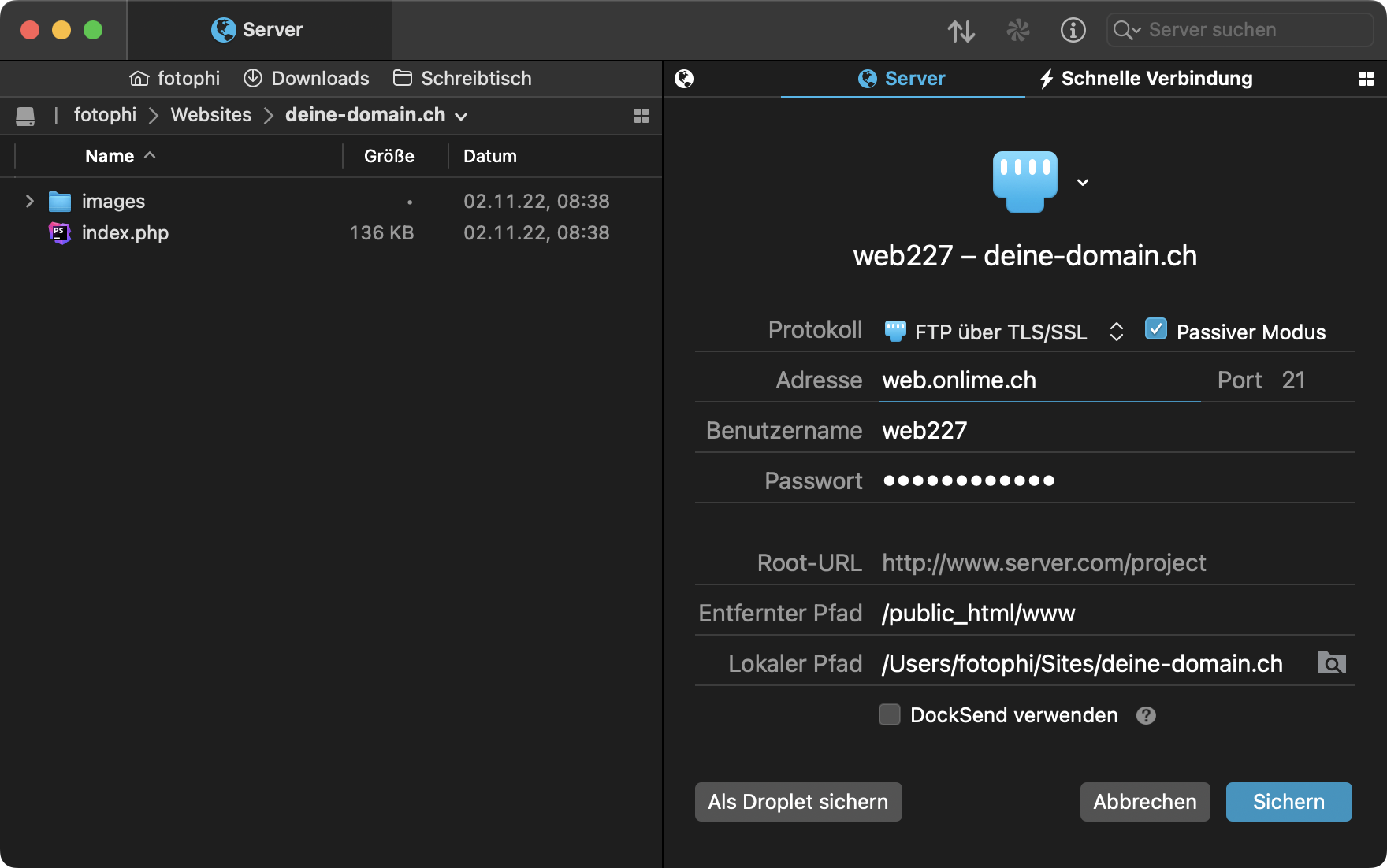 Review Server-Einstellungen