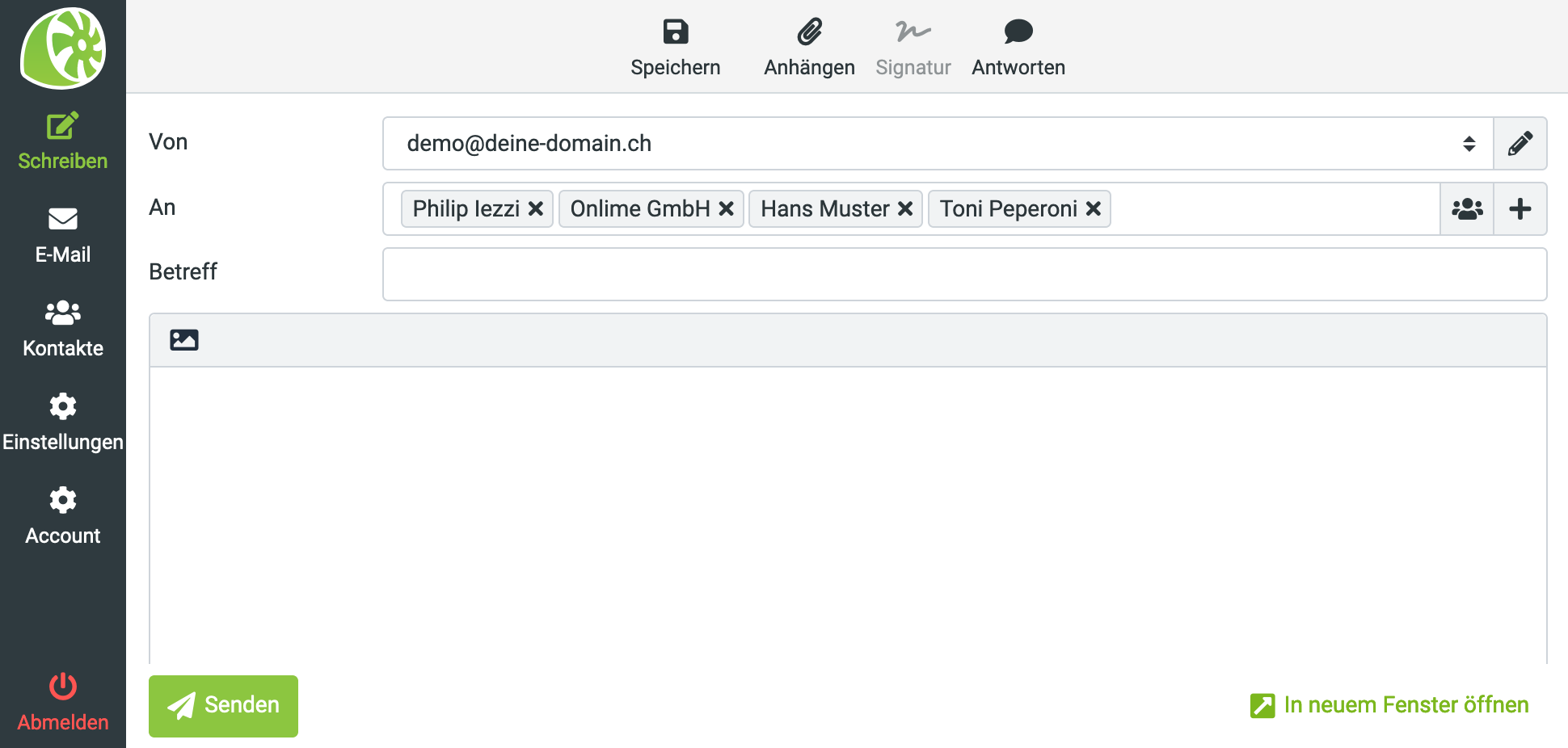 Neue Nachricht an Adressbuch-Kontakte