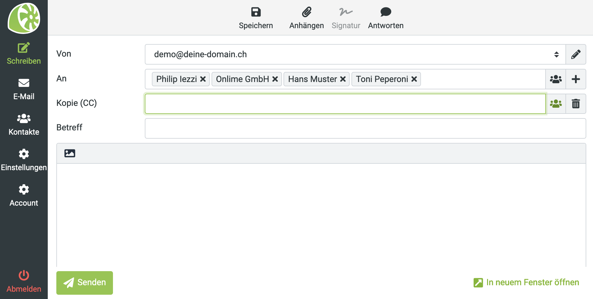 Adressbuch aus E-Mail aufrufen