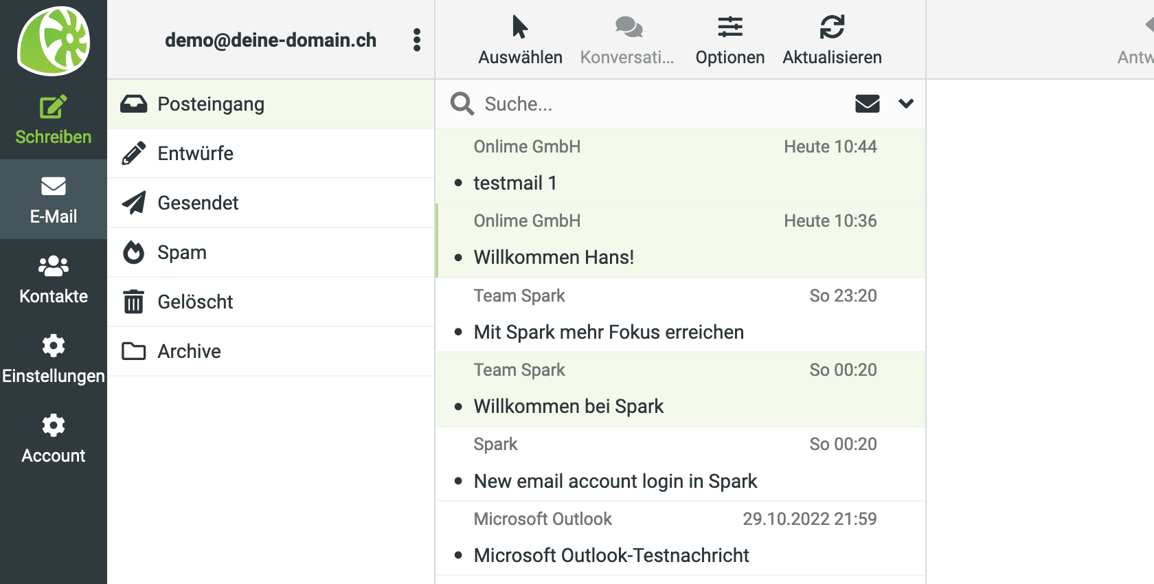 Selektion mehrerer einzelner E-Mails