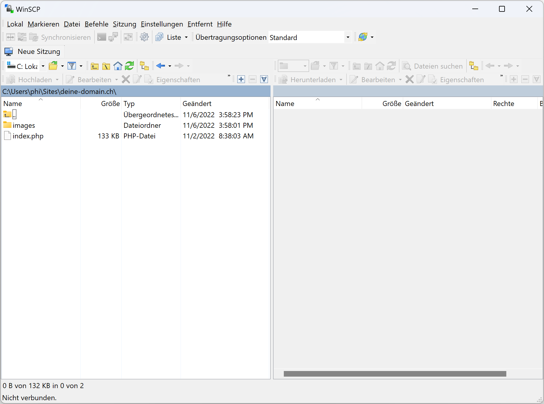 WinSCP Oberfläche