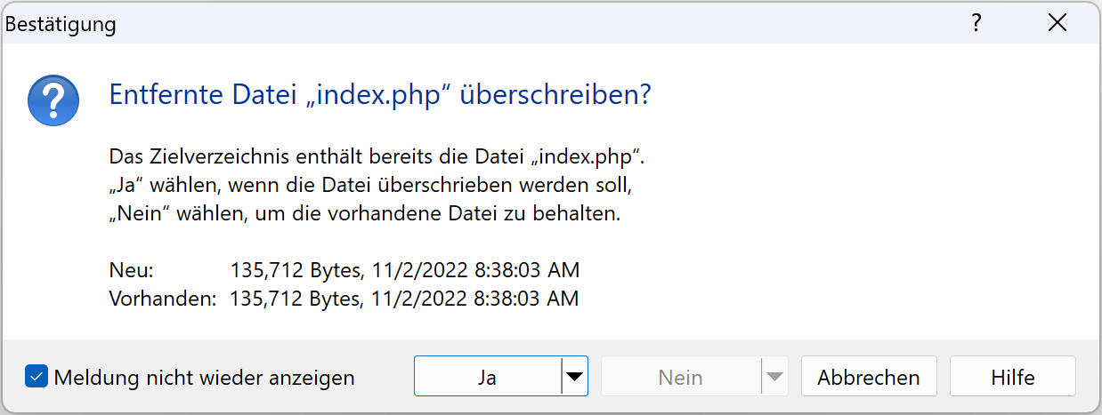 Dateien ersetzen