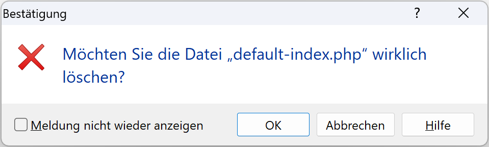 Standard Startseite löschen
