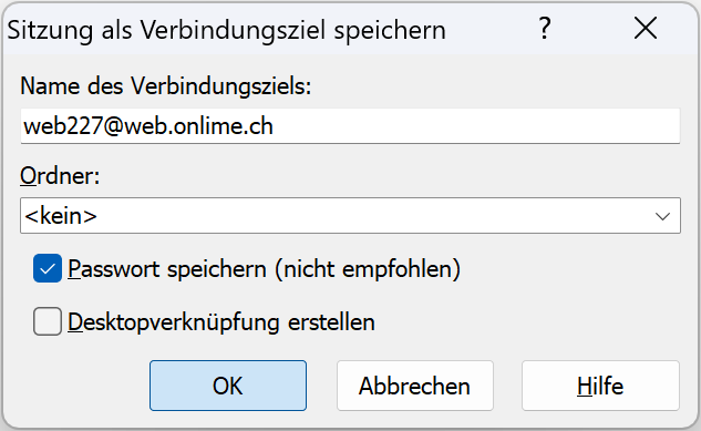 Verbindungsziel speichern