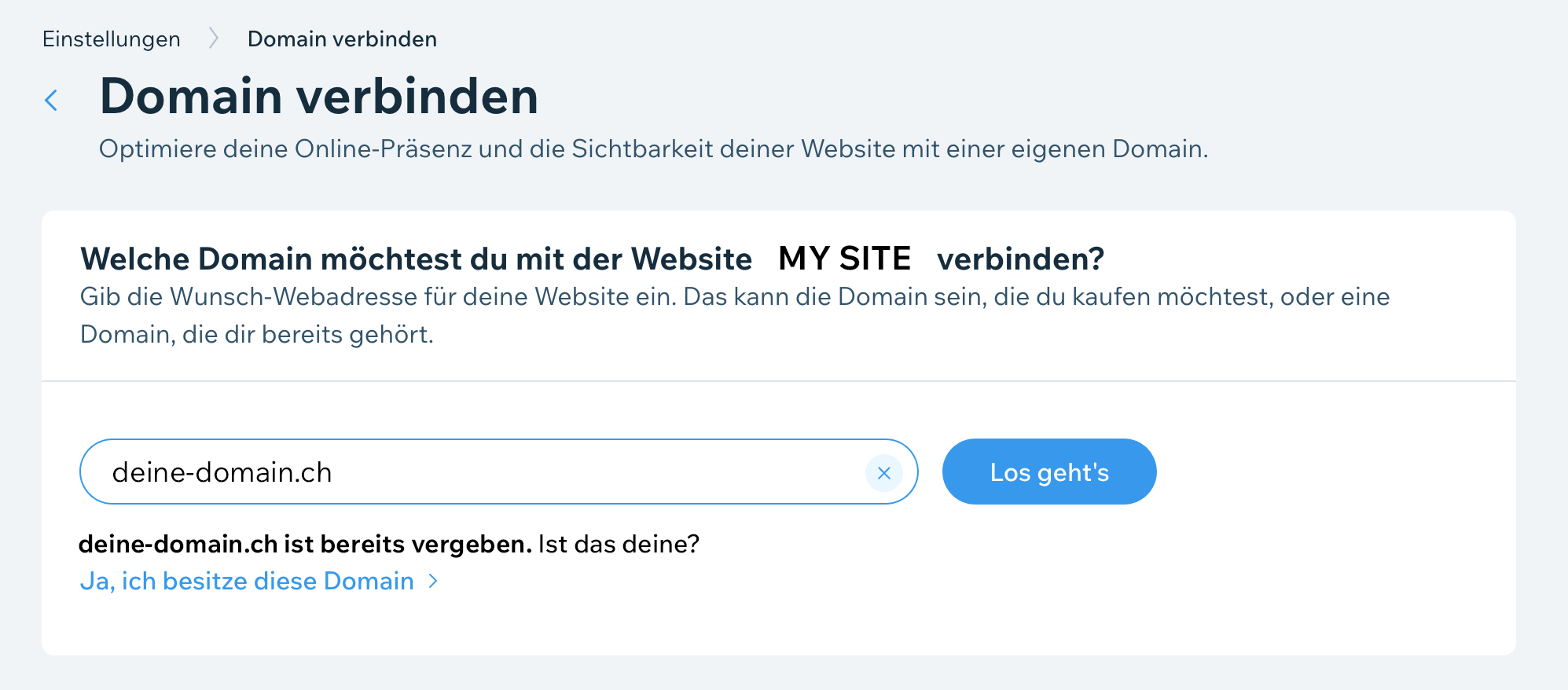 Domain bestätigen