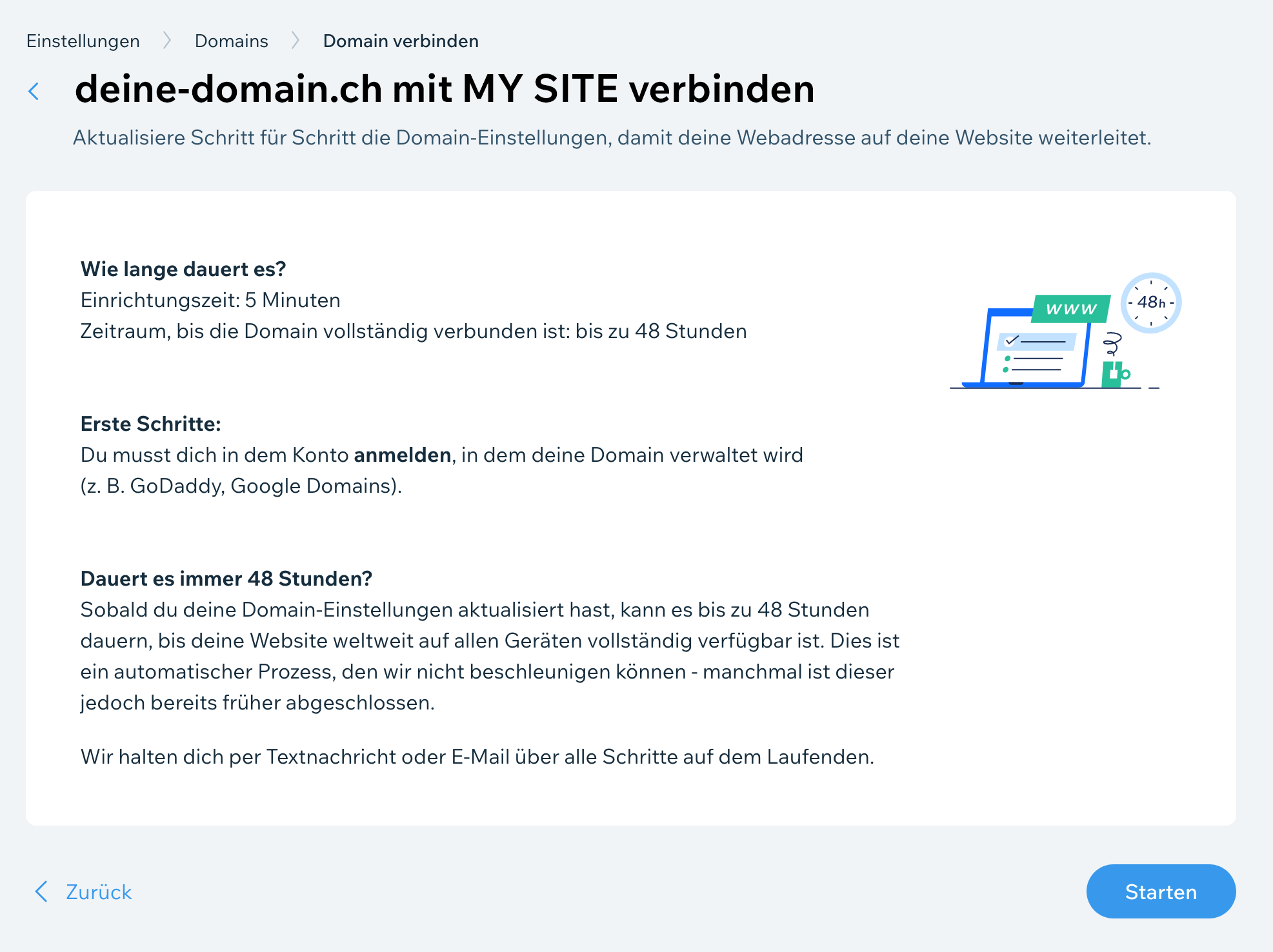 Domain-Verbindung Starten